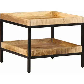 Konferenční stolek vidaXL Boční stůl s policí Hnědá 55 x 55 x 45 cm Masivní mangové dřevo [374091]