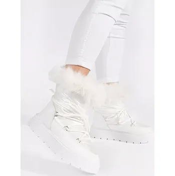 Dámská zimní obuv Pěkné sněhule dámské bílé platforma 37