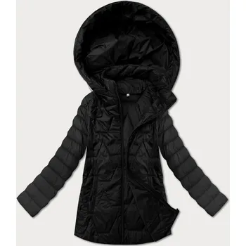Lehká černá dámská prošívaná plus size bunda s kapucí J Style (16M9263-392) odstíny černé XXL (44)
