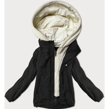 Černá dámská bunda s ozdobnou kapucí Miss TiTi (3295) odstíny černé XL (42)