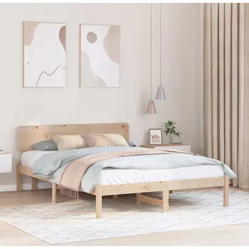 Postel vidaXL Rám postele s čelo Přírodní 150 x 200 cm Masivní borové dřevo [872101]