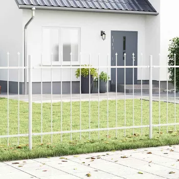 Plot vidaXL Zahradní plot Bílá 5.1 x 1 m Práškově lakovaná ocel [3334041]