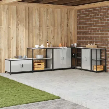 Kuchyňská linka vidaXL Skladování v kuchyni s policí Stříbrná 60 x 50 x 92 cm Ocel [874959]