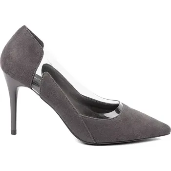 Dámské lodičky Trendy lodičky dámské šedo-stříbrné na jehlovém podpatku 36