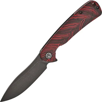 kapesní nůž Petrified Fish PFE14 Rogue Black Stonewashed 154CM Red Gmascus G10 PFE14RDMW