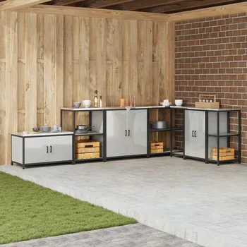 Kuchyňská linka vidaXL Skladování v kuchyni s policí Stříbrná 60 x 50 x 92 cm Ocel [874987]