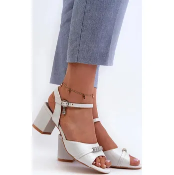 Dámská obuv Sandály na podpatku 20241 stříbrné - Step in style 38