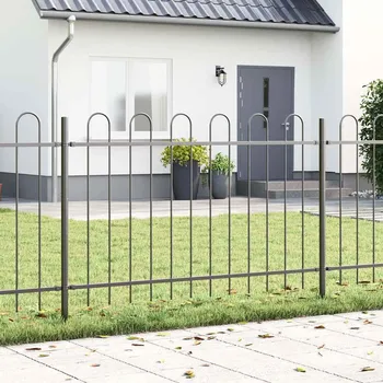Plot vidaXL Zahradní plot s obloukovým vrchem, šedý, 13,6 x 1,2 m, ocel [3334156]