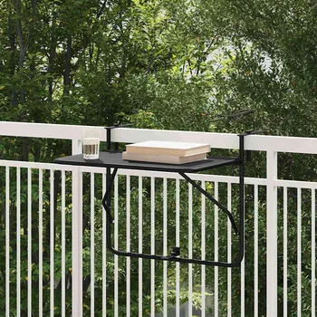 Zahradní stůl vidaXL Závěsný balkonový stůl Černá 60 x 39 x 65 cm Ocel [42008075]