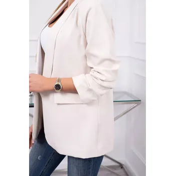 Dámské sako Sako s klopami elegantní světle béžové UNI