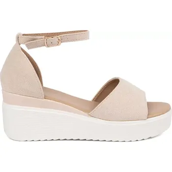 Dámské sandále Pohodlné dámské sandály Jasnobeżowy na klínku 40