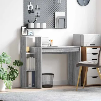 Psací stůl vidaXL Stůl s policí Šedá Sonoma 100 x 40 x 90 cm kompozitní dřevo [869319]