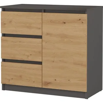 Komoda Komoda Malvína 1D3S, antracit/dub artisan