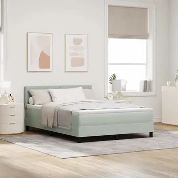 Postel vidaXL Postel s boxspringem s matrací Světle šedá 140 x 200 cm samet [3339110]