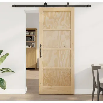 Interiérové dveře vidaXL Posuvné dveře Přirozená a černá 83 x 202 cm [3333336]