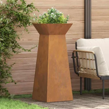 Stojan na květiny vidaXL Sloupový květináč 2 pcs Stříbrná 40 x 40 x 100 cm [873865]