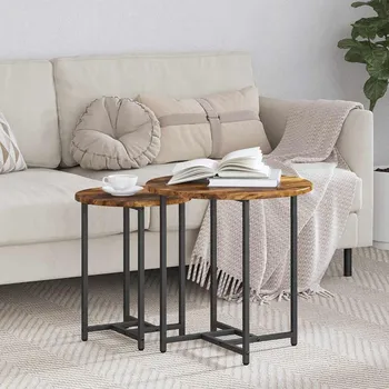 Konferenční stolek vidaXL Sada odkládacích stolků 2 pcs Uzený dub a černá [869698]