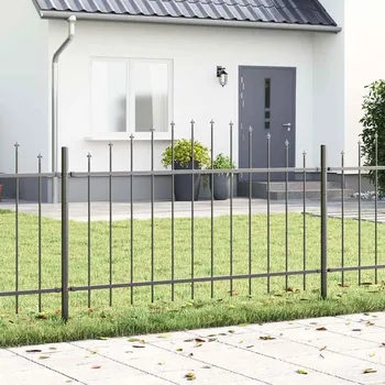 Plot vidaXL Zahradní plot s obloukovým vrcholem šedý, 1,7x0,1 m, vyrobeno z oceli [42003903]