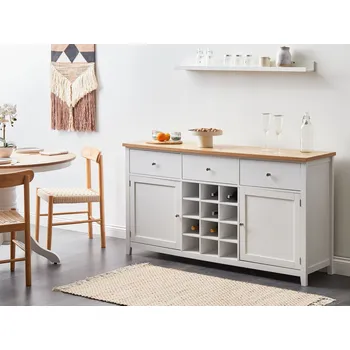 Ložnice Příborník skříň na víno vinotéka bílý MDF dřevovláknitá deska 2 dveře police zásuvka stojan na víno moderní styl jídelna chodba Beliani