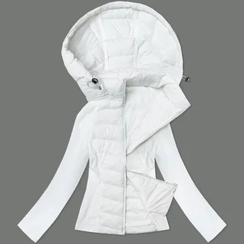 Dámská bunda Bílá dámská prošívaná bunda z různých spojených materiálů J Style (16M9226-281) odstíny bílé L (40)