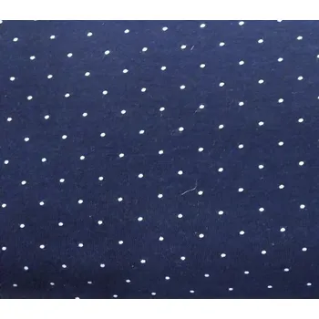 Galanterie Bavlněný úplet šíře 150 cm - Bílý puntíček na tmavě modré (50cm)