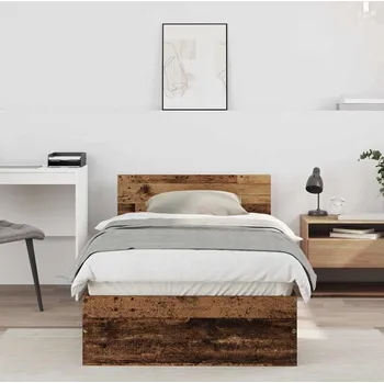 Postel vidaXL Rám postele s čelo Staré dřevo 90 x 190 cm kompozitní dřevo [871657]