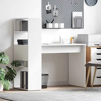 Psací stůl vidaXL Stůl s policí Bílá 113 x 54 x 120 cm kompozitní dřevo [869274]