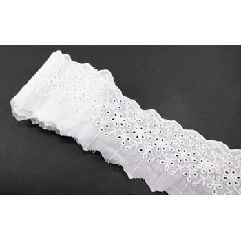 Krajka Bavlněná madeira - bílá - šířka 6 cm