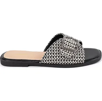 Dámské pantofle Trendy nazouváky Czarno-biały dámské na plochém podpatku 39