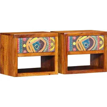 Noční stolek vidaXL Noční skříňka 2 pcs Hnědá 40 x 35 x 35 cm Masivní akátové dřevo [4016516]