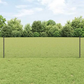 Pletivo vidaXL Plot s sloupkem Šedá 0,6 x 25 m Ocel a PVC [3336591]