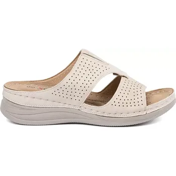 Dámské pantofle Zajímavé nazouváky dámské Jasnobeżowy na plochém podpatku 39