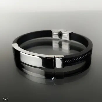 Náramek Pánský náramek z oceli a pryže č. 573