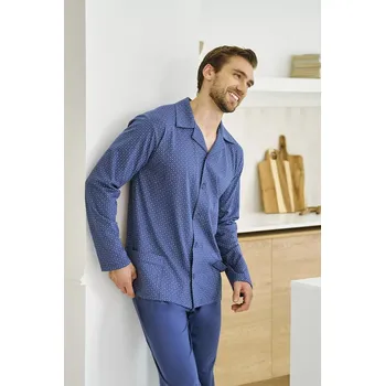 Pánské pyžamo Taro Darek 3485 long/r 5XL-6XL Z25/26 pánské pyžamo bez knoflíků džínovina 6XL