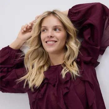 Dámské tričko Reserved - Volánová halenka - tmavě fialová - 762HF-49X - 762HF-49X-XL