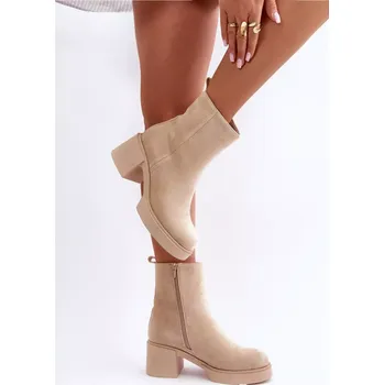 Dámská zimní obuv Dámské kotníkové boty na podpatku YK39P model 201542 Světle béžová - Seastar světle béžová 38