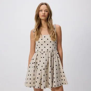 Dámské oblečení Reserved - Puntíkované šaty - béžová - 924GA-08X - 924GA-08X-S