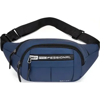 Pánská taška s velkou kapacitou na motorku | pánská taška, sportovní ledvinka - 804 kožená fólie modrá