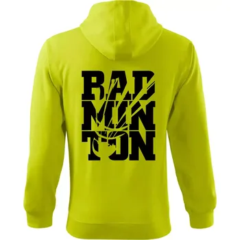 Pánská mikina Badminton nápis - Mikina s kapucí na zip trendy zipper - L ( Limetková )