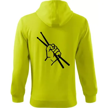 Pánská mikina Paličky ruka - Mikina s kapucí na zip trendy zipper - L ( Limetková )