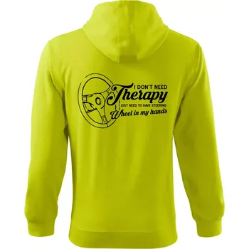 Pánská mikina I don't need therapy wheel in my hands (vedle sebe) - Mikina s kapucí na zip trendy zipper - L ( Limetková )