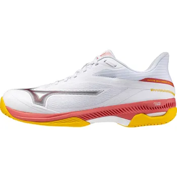 Pánská obuv Pánská tenisová obuv Mizuno Wave Exceed Court AC M White/Calypso Coral/Citrus EUR 42