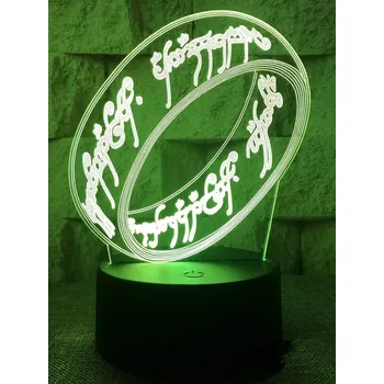 Lampička 3D Lampa magický kroužek | Stolní osvětlení 3 ks - Modrý , 7 barev bez dálkového ovládání