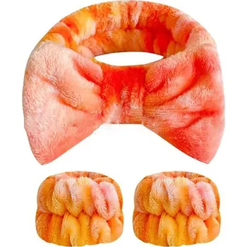 Čelenka Čelenka a rukávy z froté pro ženy do koupelny | čelenka, gumička - pomerančový