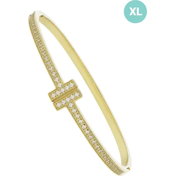 Náramek Pevný ocelový náramek JVD se žlutým zlacením a zirkony JGB16GXL, provedení XL
