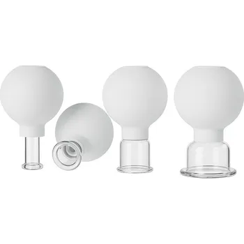 Masážní přístroj Sanomed Skleněné baňky s balónkem na obličej - sada 4 ks - bílá