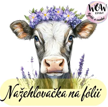 Nažehlovačky na fólii Nažehlovačka na fólii, KRAVIČKA v levanduli, 7,6x8,1cm /ks