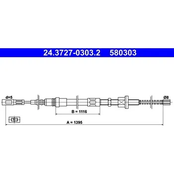 Brzdový systém Tažné lanko, parkovací brzda ATE 24.3727-0303.2