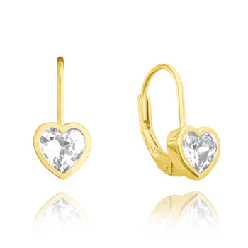 Náušnice Moonlit Dětské stříbrné náušnice srdíčka se zirkony pozlacené