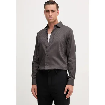 Pánská košile Bavlněná košile Armani Exchange pánská, šedá barva, regular, s italským límcem, XM001142 AF13131 XM001142.AF13131 90A, vel. M